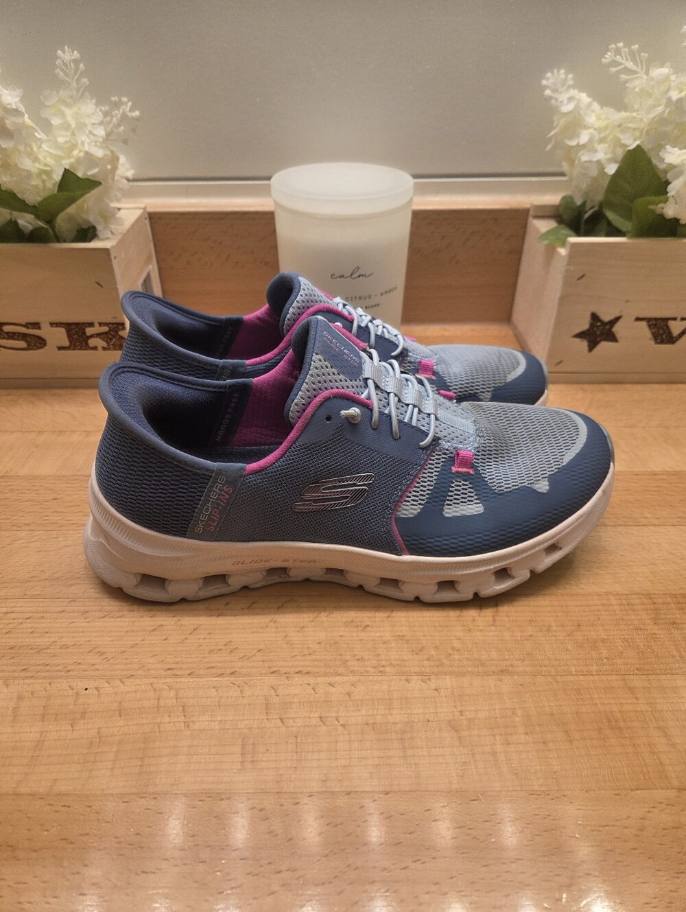 Skechers Slip-ins: Glide-Step Pro Womens Sneakers Slate Blue/Pink Size 7.5